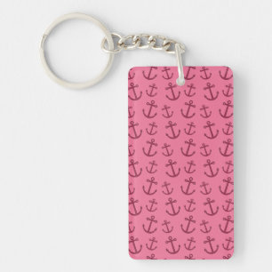 Porte-clés Motif assez rose d'ancre
