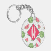 Porte-clés Motif au néon de pastèques d'aquarelle (Devant gauche)