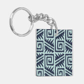 Porte-clés Motif Aztec Ikat - Indigo et Bleu Clair (Devant gauche)