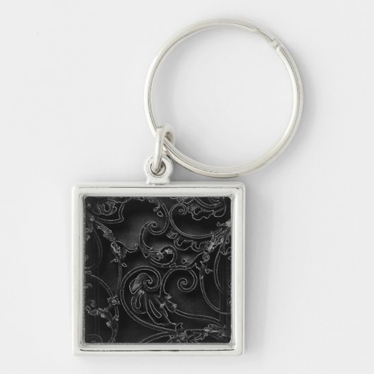 Porte-clés Motif baroque gothique noir (Devant)