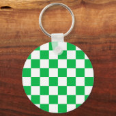 Porte-clés Motif blanc À damiers blanc vert (Verso)