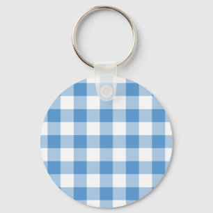 Porte-clés Motif bleu clair et blanc En vichy