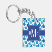 Porte-clés Motif bleu d'échelle d'aquarelle (Devant gauche)