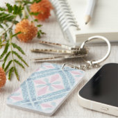 Porte-clés motif bleu en forme de diamant (Devant droit)