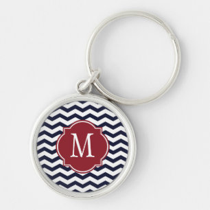 Porte-clés Motif bleu et blanc Chevron Navy
