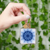 Porte-clés Motif bleu floral (main)