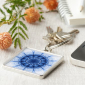 Porte-clés Motif bleu floral (Côté)