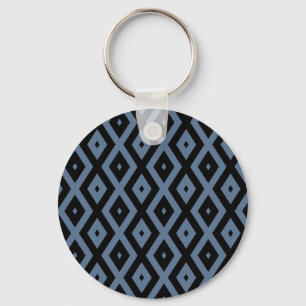 Porte-clés Motif bleu gris et noir diamant