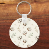 Porte-clés Motif botanique de fleur de coton doux (Recto)