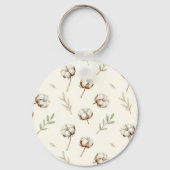Porte-clés Motif botanique de fleur de coton doux (Verso)