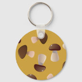 Porte-clés Motif Brown de champignons sur moutarde jaune (Recto)