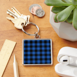 Porte-clés Motif Buffalo À damiers noir et bleu
