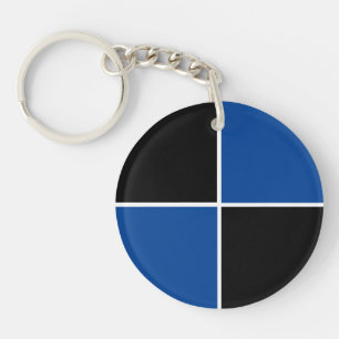 Porte-clés Motif carré noir et bleu cool
