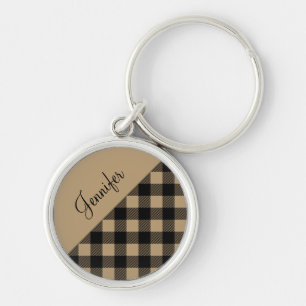 Porte-clés Motif carreaux plaid beige moderne de Buffalo Nom