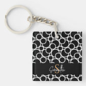 Porte-clés Motif Cercle noir et blanc avec Monogramme (Devant)