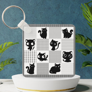 Porte-clés Motif chat noir mignon