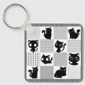 Porte-clés Motif chat noir mignon (Recto)