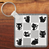 Porte-clés Motif chat noir mignon (Recto)