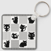 Porte-clés Motif chat noir mignon (Dos)