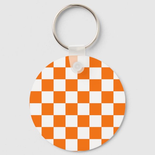 Porte-clés Motif chèque À damiers blanc orange (Recto)
