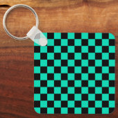 Porte-clés Motif chèque À damiers noir vert (Recto)