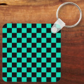Porte-clés Motif chèque À damiers noir vert (Verso)