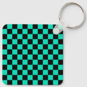 Porte-clés Motif chèque À damiers noir vert (Dos)