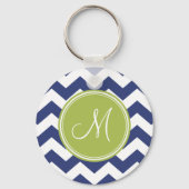 Porte-clés Motif Chevron avec Monogram - Navy Lime (Recto)