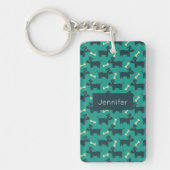 Porte-clés Motif chien mignon avec os sur Arrière - plan vert (Devant)