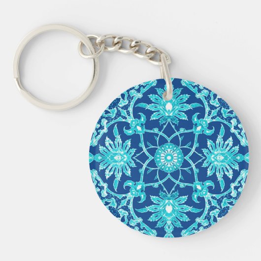 Porte-clés Motif chinois Art Nouveau - Turquoise et Bleu (Devant)