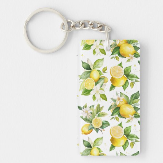 Porte-clés Motif citron, Fleurs de citron, Feuilles, Citrus (Devant)