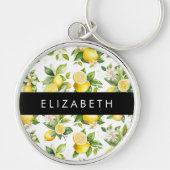 Porte-clés Motif citron, Fleurs de citron, Feuilles, Votre No (Devant)