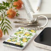 Porte-clés Motif citron, Fleurs de citron, Feuilles, Votre No (Devant droit)