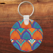 Porte-clés Motif clair géométrique avec feuilles de palmiers, (Recto)