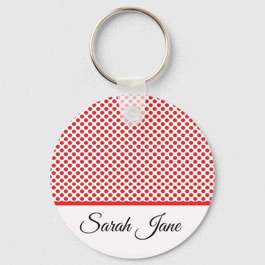 Porte-clés Motif Classique Chic Points Rouges Nom Personnalis (Recto)