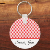 Porte-clés Motif Classique Chic Points Rouges Nom Personnalis (Recto)