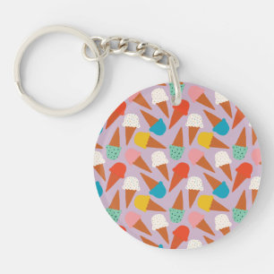 Porte-clés Motif coloré de cône de glace dessiné à la main