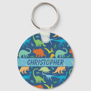 Porte-clés Motif coloré de dinosaure à personnaliser