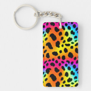 Porte-clés Motif coloré Rainbow Cheetah sans couture