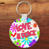 Porte-clés Motif d'alimentation Fleur Hippie Love & Peace (Recto)