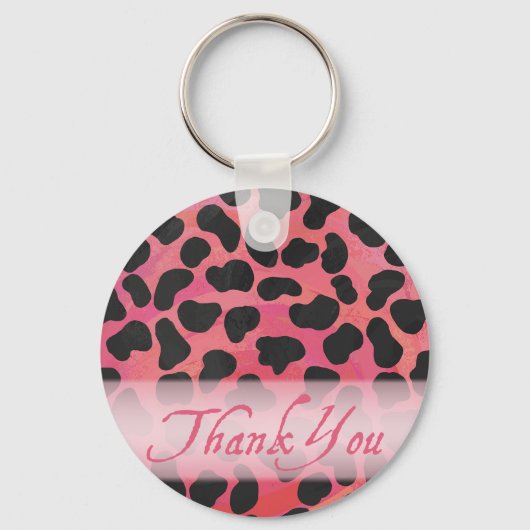 Porte-clés Motif Dalmatien Rose et Noir Merci (Recto)
