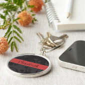 Porte-clés Motif Damas, Damas Gris, Votre Nom (Côté)