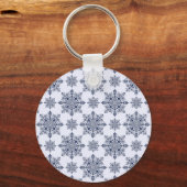Porte-clés Motif Damas de flocon bleu (Recto)