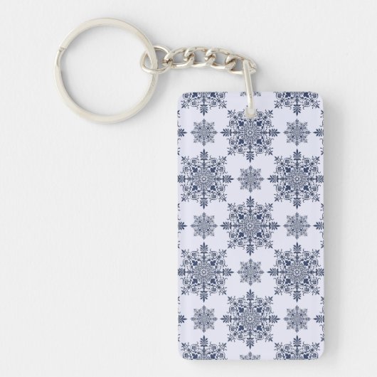 Porte-clés Motif Damas de flocon bleu (Devant)