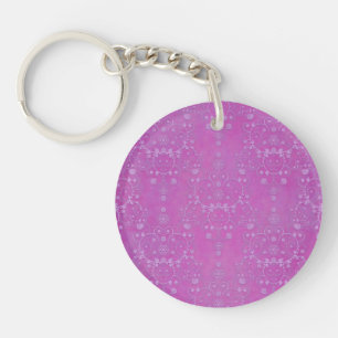 Porte-clés Motif damassé floral pourpre fuchsia