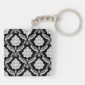 Porte-clés Motif Damassé Rococo Blanc sur Noir (Dos)