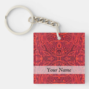 Porte-clés Motif damassé rouge