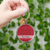 Porte-clés Motif damassé rouge (Main)