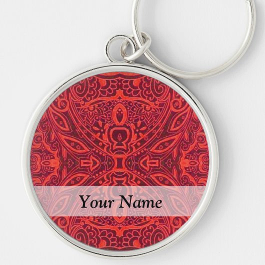 Porte-clés Motif damassé rouge (Devant)