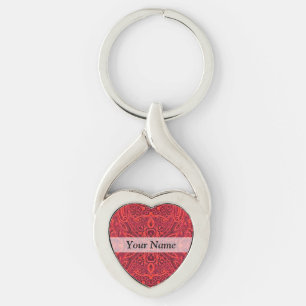 Porte-clés Motif damassé rouge